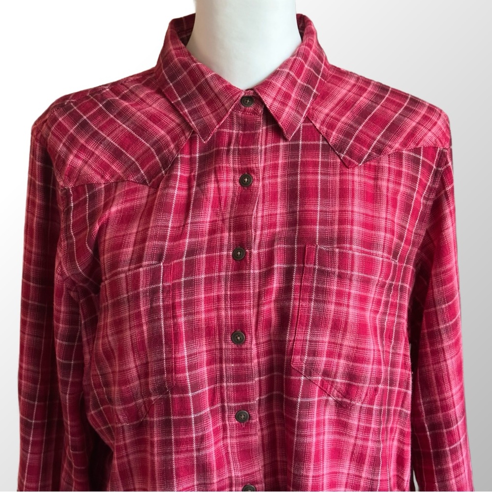 Ariat Shirt Women’s Large Red Plaid Relaxed Fit‎ Western Button Down Long Sleeve - Picture 2 of 11